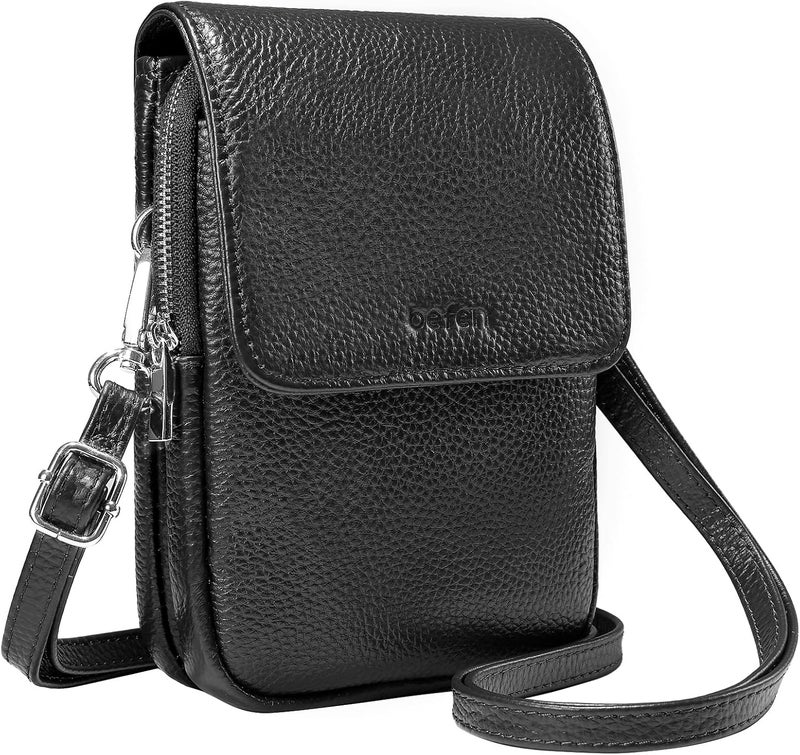 befen Genuine Leather Small Crossbody Bags for Women, Cell Phone Cross body Purse Bag with RFID Blocking Card Slots - Image 1